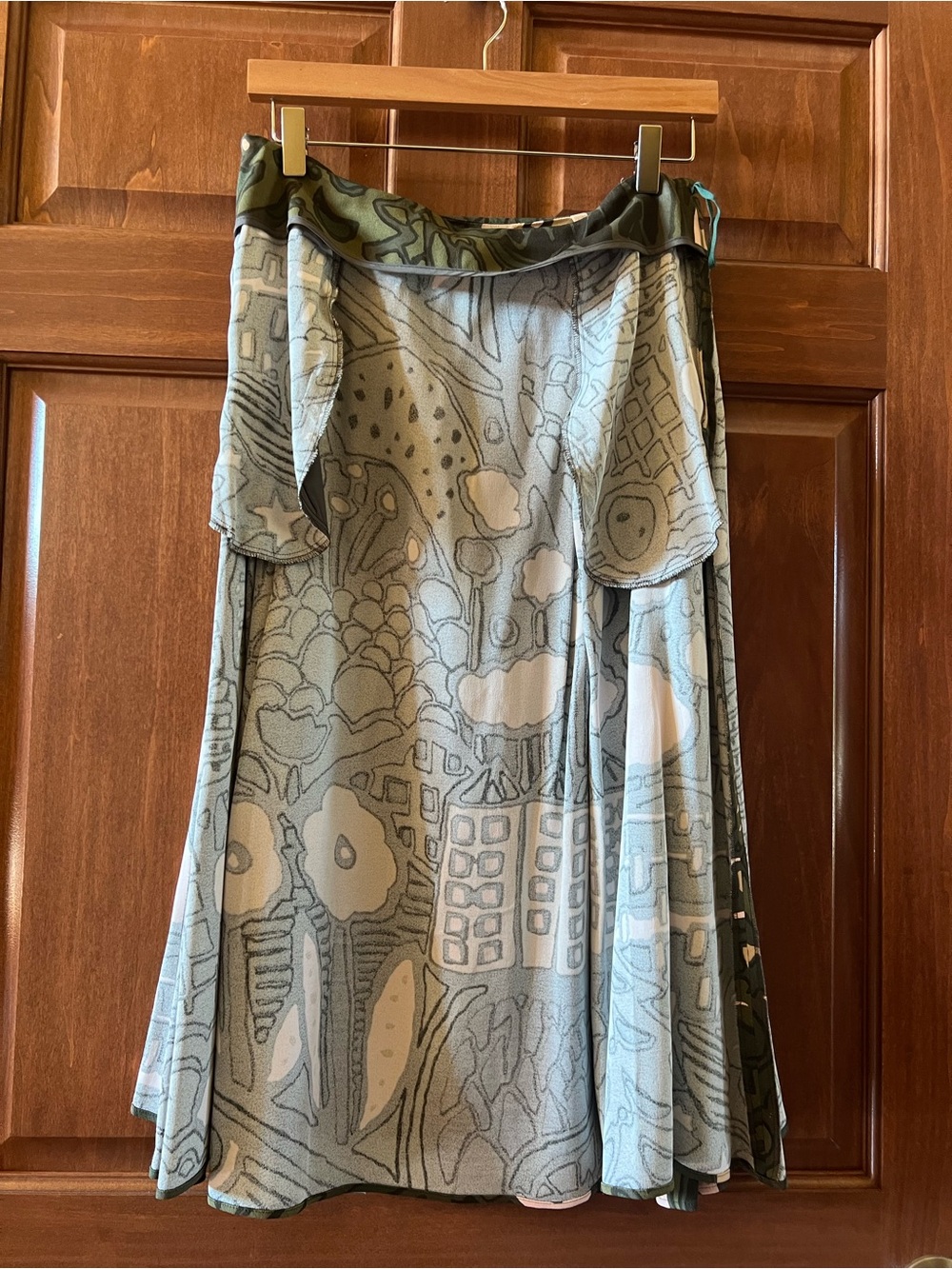 Marimekko Green and Cream Graphic A-Line Skirt - Picture 16 of 16
